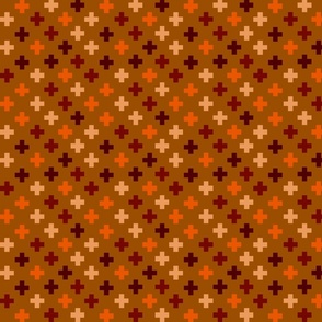 Brown, beige and orange crosses - Medium scale