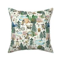 12" Medium - Woodland Friends, Wolf in Camping holidays in forest 