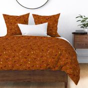 Brown, beige and orange paisley - Medium scale