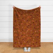 Brown, beige and orange paisley - Large scale