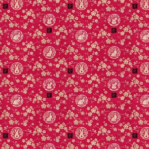 Chinese year of the rabbit in cerise small