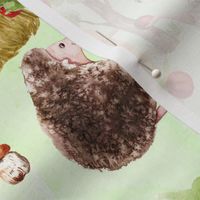 14" MEDIUM Hedgehog Fall Harvest In Garden, Apple Harvest, Nursery Hedgehog Fabric