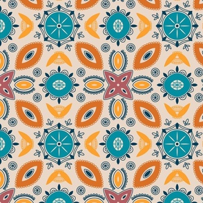 Ornamental tile style pattern