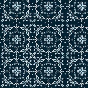 Blue monochromatic ornamental pattern