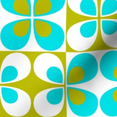 Teardrop Flower Tiles // Lime Lino