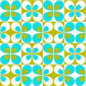 Teardrop Flower Tiles // Lime Lino