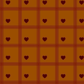 Brown plaid with hearts - Small scale