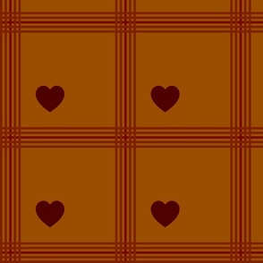 Brown plaid with hearts - Medium scale