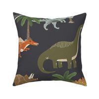 Colorful Dinosaurs for boys on dark blue 