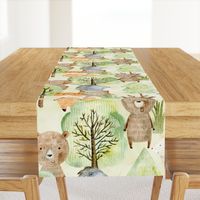 21"  LARGE Watercolor Woodland Animals In Forest  