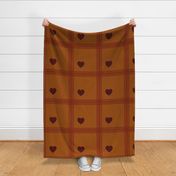 Brown plaid with hearts - Large scale