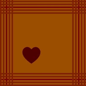 Brown plaid with hearts - Large scale