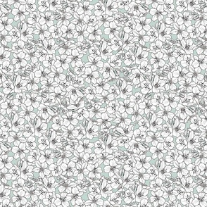 Sakura Spring // Normal Scale // Mint Background // Boho Nature // Floral Lines