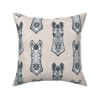 Cute Zebras on Soft Beige with floral branches in background