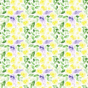 6" Floral in yellow, violet and green