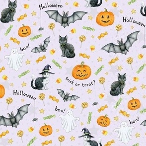 Halloween mix on pale lilac - small scale