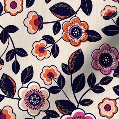 70s Flowing Retro Flowers - l