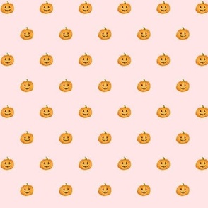 Jack-o'-lantern Rows Halloween Pumpkins on blush - tiny scale