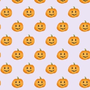 Jack-o'-lantern Rows Halloween Pumpkins on light lilac - small scale