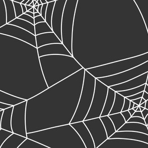 Spiderwebs white on black night - jumbo scale