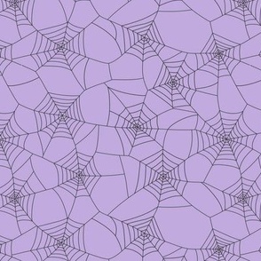 Spiderwebs black night on lilac - medium scale