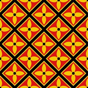 from painted medieval walls - red, black, and yellow