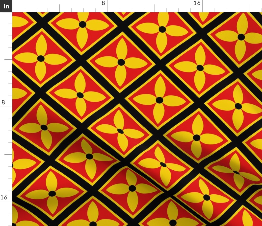 from painted medieval walls - red, black, and yellow
