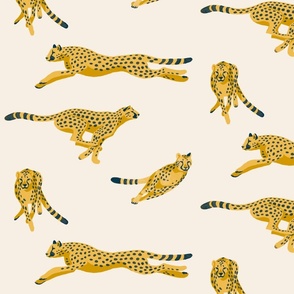 Cheetahs Running on Beige