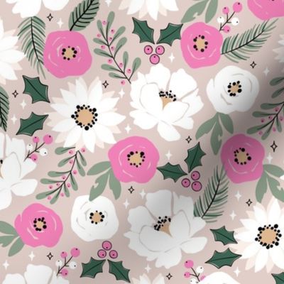 White and Pink Christmas Floral