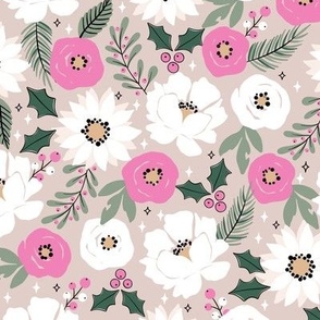 White and Pink Christmas Floral