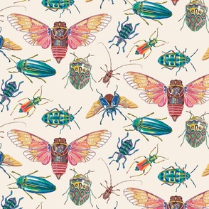 Bugs and Beetles, Small, Alabaster Background