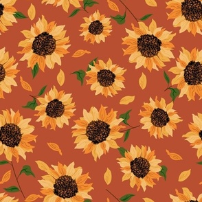 Sunflower floral_toasty brown