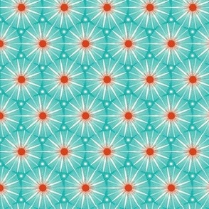 Supernova - Retro Starburst Geometric Aqua Ivory Small Scale