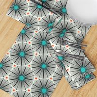 Supernova - Retro Starburst Geometric Ivory Charcoal Black Large Scale