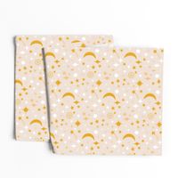 Star and Moon||  Orange and Yellow Stars and Moon on Cream || Pumpkin Patch Collection by Sarah Price