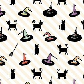 Cats and Witch hats - large