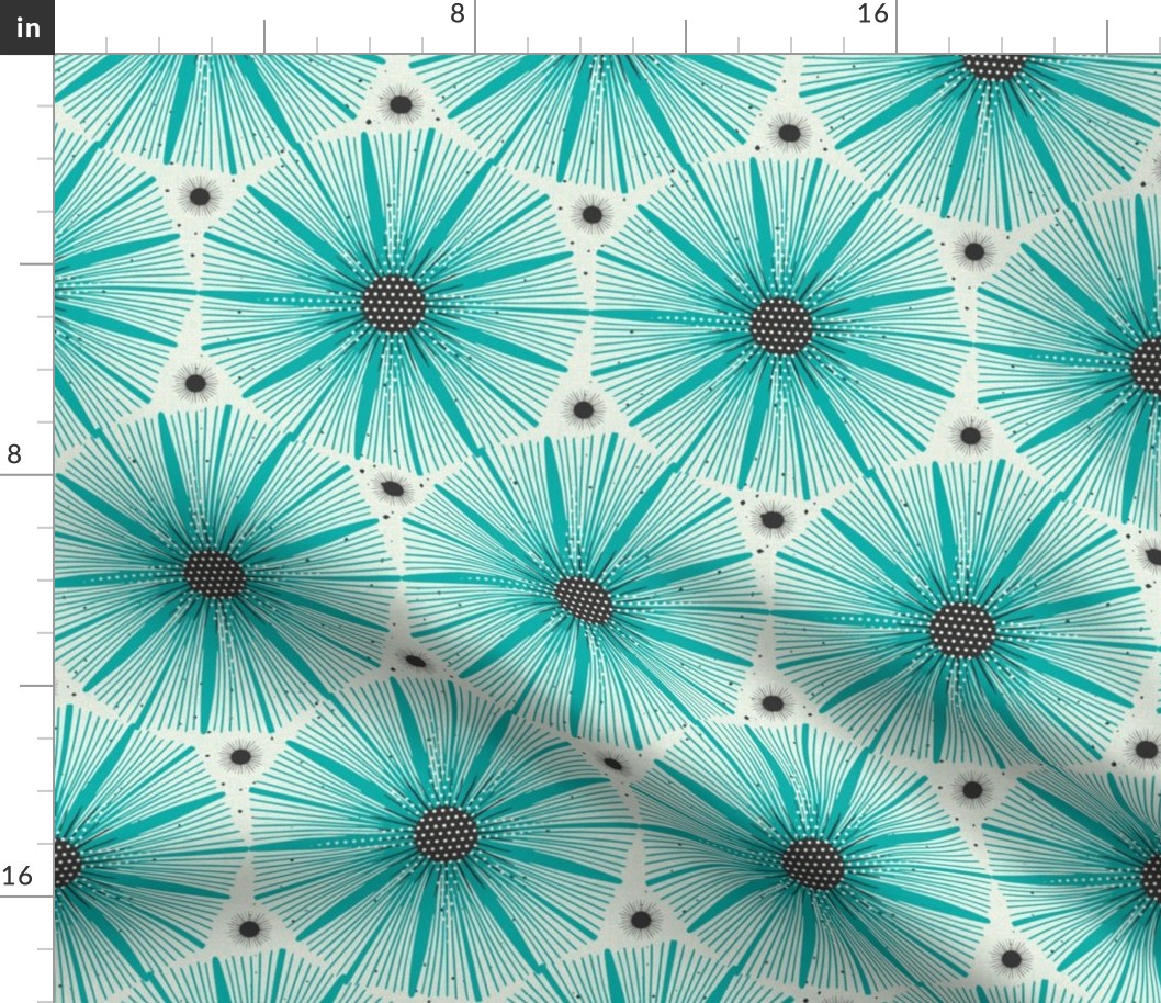 Supernova - Retro Starburst Geometric Ivory Aqua Large Scale