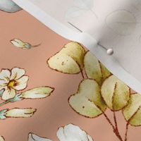 rustic botanical floral on peach nougat