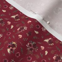 highland cattle floral on light maroon background - small
