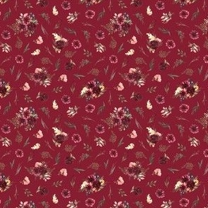 highland cattle floral on light maroon background - small