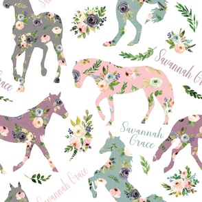 personalized floral patchwork horses