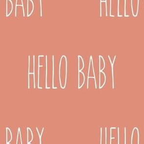 4" Hello Baby on copper background