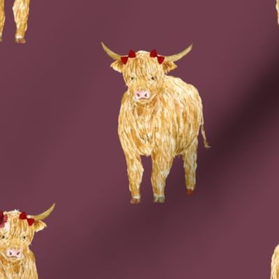 4" highland cow on wine