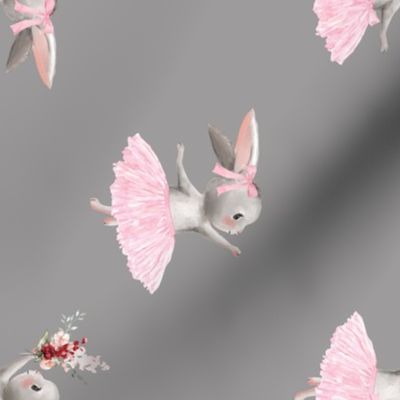4" ballerina bunny on gray - rotated