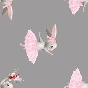 4" ballerina bunny on gray - rotated