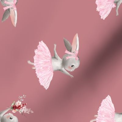 4" ballerina bunny on mauve - rotated