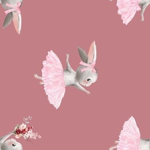 4" ballerina bunny on mauve - rotated