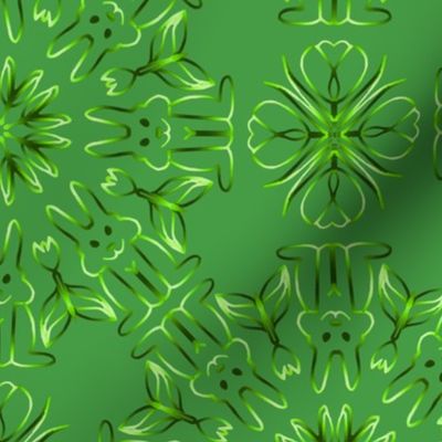 Green Bunny Kaleidoscope on Green