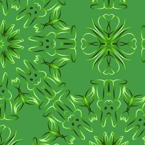 Green Bunny Kaleidoscope on Green