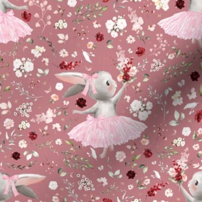 4" ballerina bunny summer floral on mauve